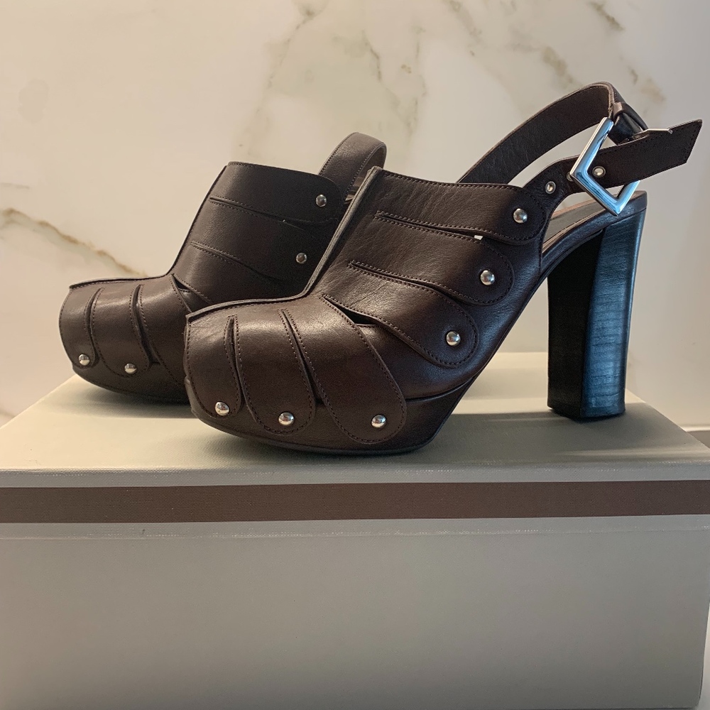 Marni Brown Leather Heeled Clog -- US 8 -- Barely worn!